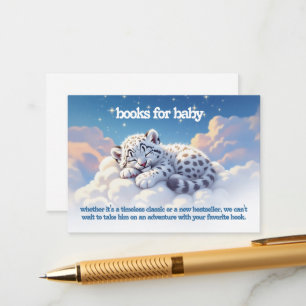 Cute Snow Leopard Asleep on Clouds Books for Baby Enclosure Card
