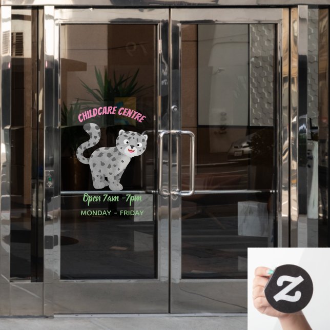 Cute snow leopard cartoon illustration (Office Door)