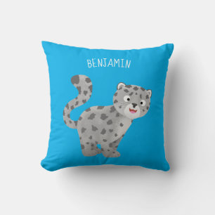 Cute snow leopard cartoon illustration cushion
