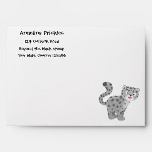 Cute snow leopard cartoon illustration envelope