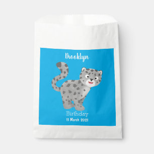 Cute snow leopard cartoon illustration favour bag