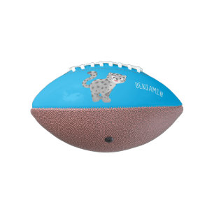 Cute snow leopard cartoon illustration football