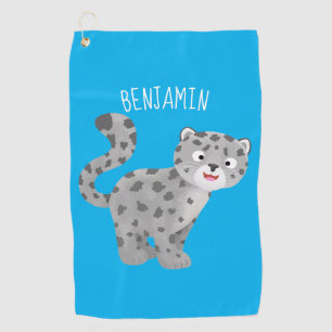 Cute snow leopard cartoon illustration  golf towel