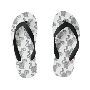Cute snow leopard cartoon illustration kid's thongs
