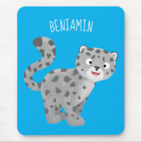 Cute snow leopard cartoon illustration
