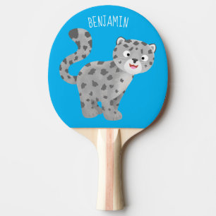 Cute snow leopard cartoon illustration ping pong paddle