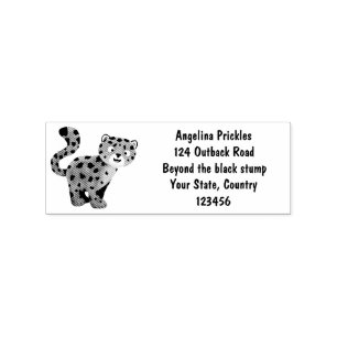 Cute snow leopard cartoon illustration rubber stamp