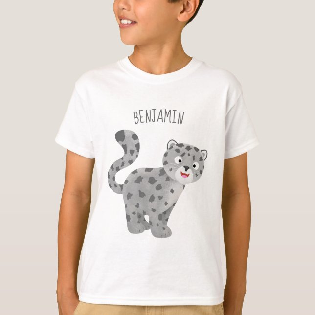 Cute snow leopard cartoon illustration T-Shirt (Front)