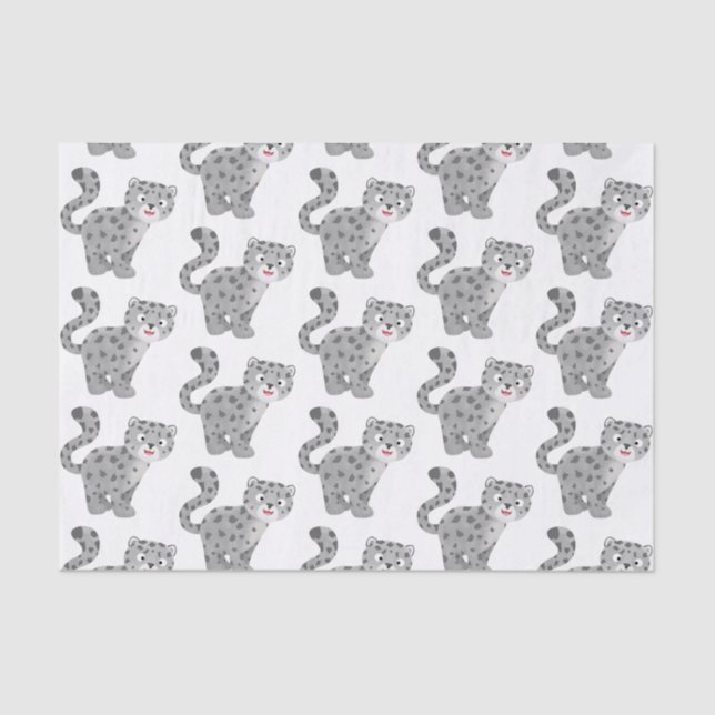 Cute snow leopard cartoon illustration tissue paper (Front)
