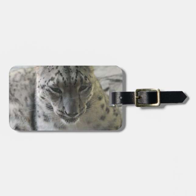 Cute Snow Leopard Luggage Tag (Front Horizontal)