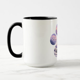 Cute Snow Leopard Paw Mountain Design Mug