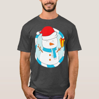 Cute Snow Man Santa Hat Christmas Gift T-Shirt