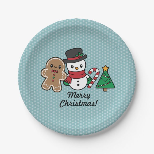 Cute Snow Pals paper plates (Front)