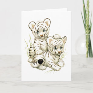 Cute Snow Tiger Cubs Card