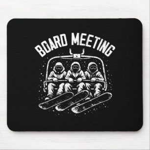 Cute snowboard board meeting ski lift skier winter mouse pad