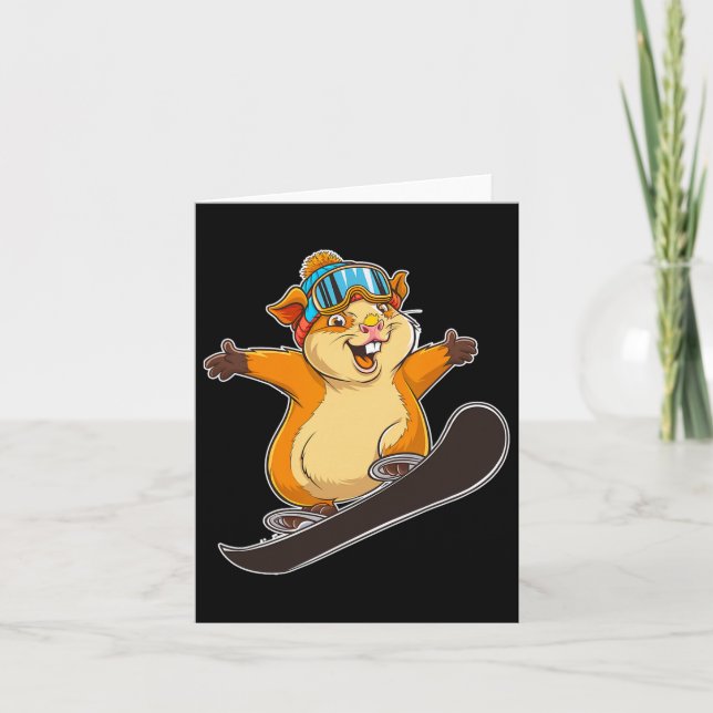 Cute Snowboarding Hamster With Goggles  Card (Front)
