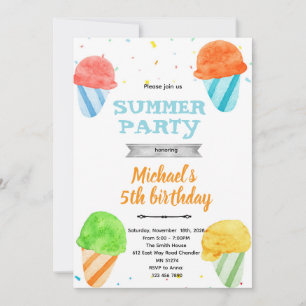 Cute snowcone birthday party invitation