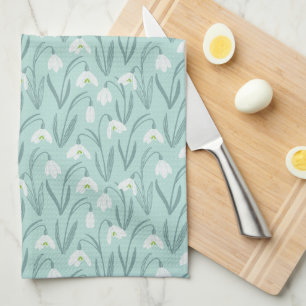 Cute Snowdrops mint Tea Towel