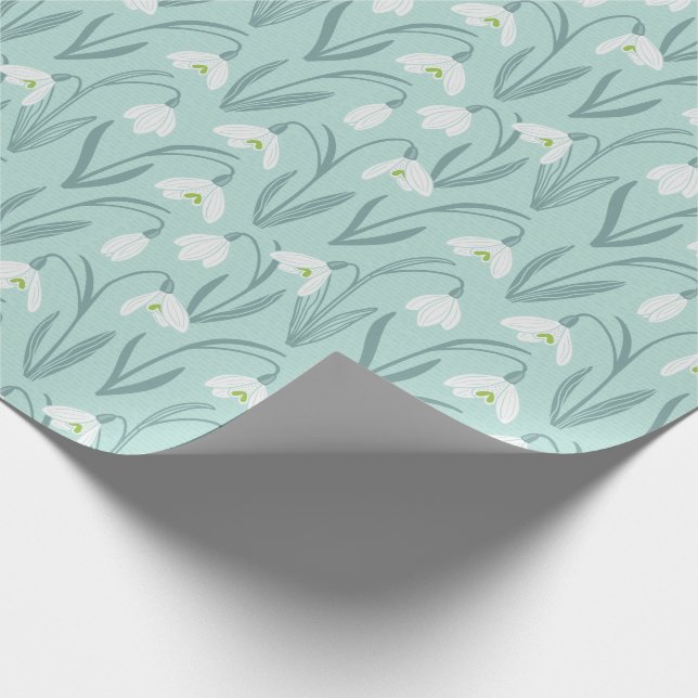 Cute Snowdrops mint Wrapping Paper (Corner)