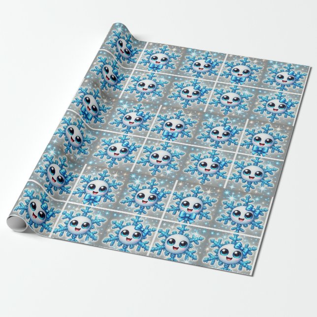 Cute Snowflake 3 Wrapping Paper (Unrolled)