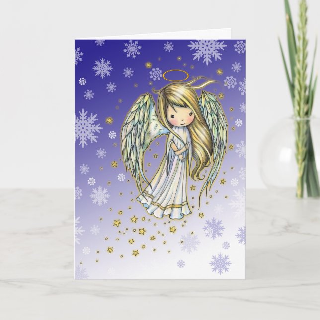 Cute Snowflake Angel Holiday Card Whimsical Art (Front)