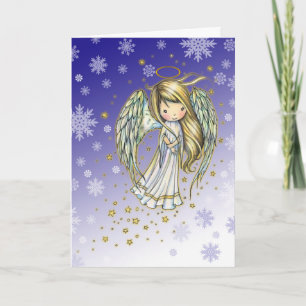 Cute Snowflake Angel Holiday Card Whimsical Art