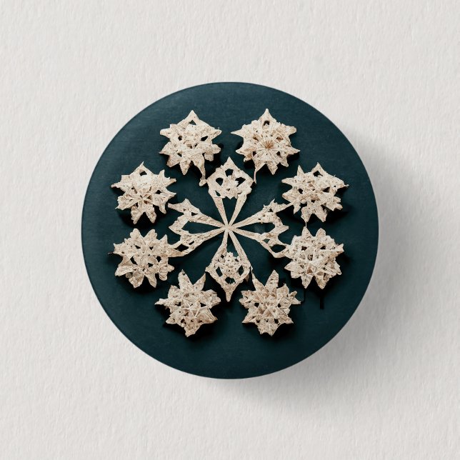 Cute snowflake button.  3 cm round badge (Front)