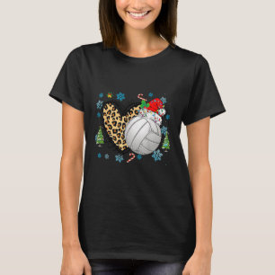 Cute Snowflake Christmas Volleyball Heartbeat Sant T-Shirt