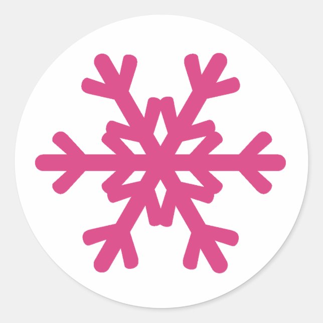 Cute Snowflake Hot Pink Winter Stickers (Front)
