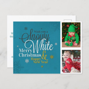 Cute Snowflake Kids Family Photo Christmas Holiday Postcard