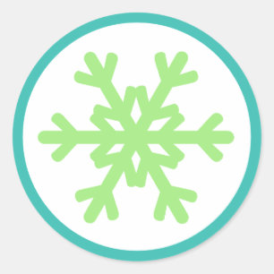 Cute Snowflake Lime Aqua Stickers