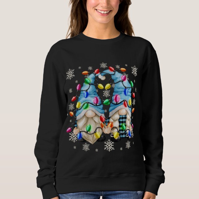 Cute Snowflake Pattern And Christmas Gnome Christm Sweatshirt (Front)