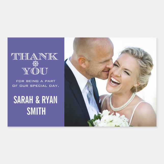 Cute Snowflake Purple Thank You Stickers (Front)