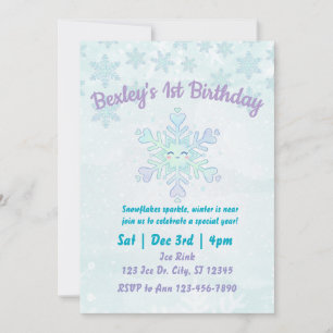 Cute Snowflake Special Year Birthday Invitation