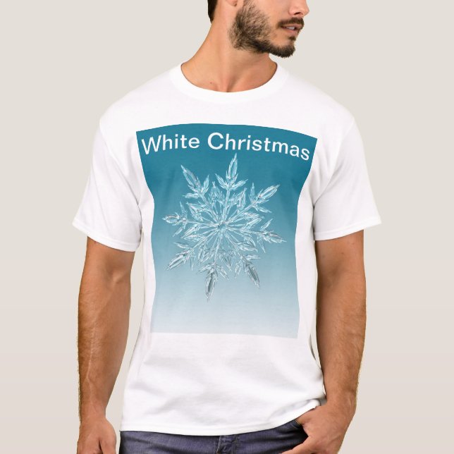 Cute Snowflake With White Christmas text T-Shirt (Front)