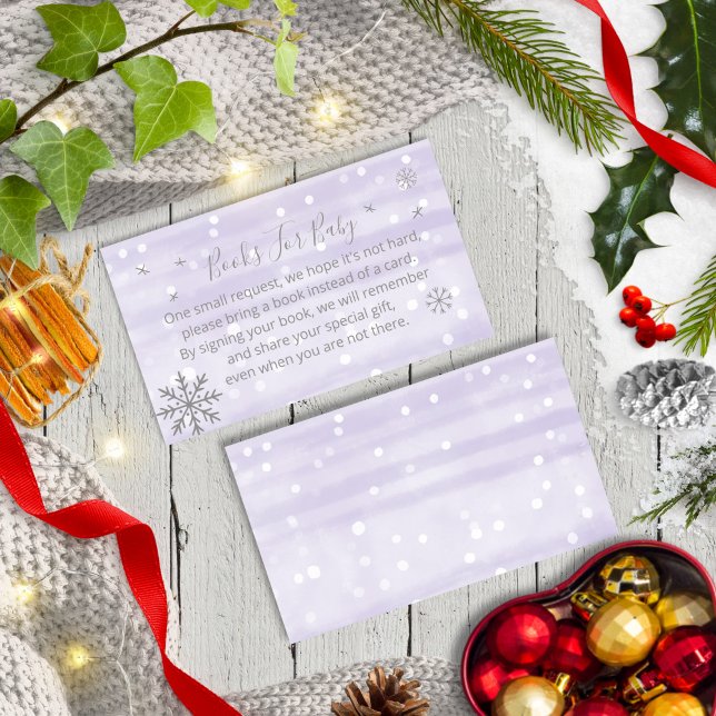 Cute Snowflakes Baby Shower Books For Baby Enclosure Card (Creator Uploaded)
