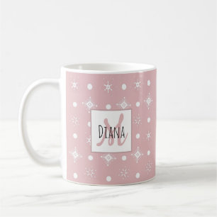 Cute Snowflakes Name Monogram Initial Christmas   Coffee Mug