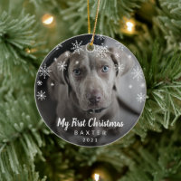 Cute Snowflakes Photo Dog My First Christmas