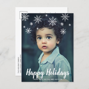 Cute Snowflakes Photo Modern Christmas Holiday Postcard