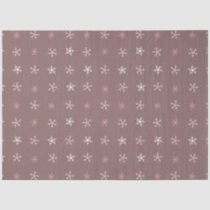 Cute Snowflakes White Silver Brown Pink Christmas Tissue Paper