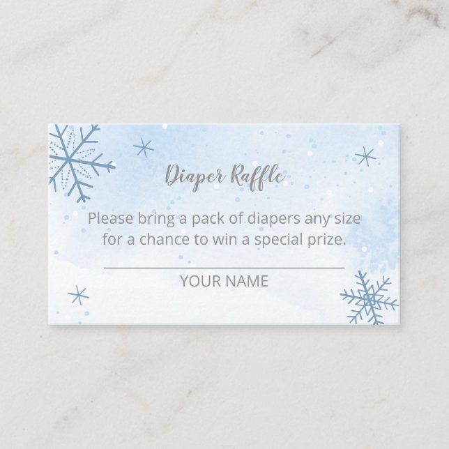  Cute Snowflakes Winter Baby Shower Diaper Raffle  Enclosure Card (Front)