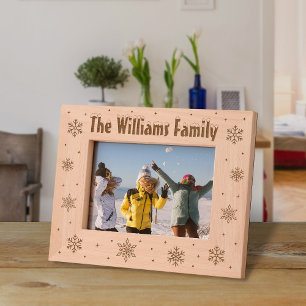 Cute Snowflakes Winter Wonderland Custom Name Text Etched Frames