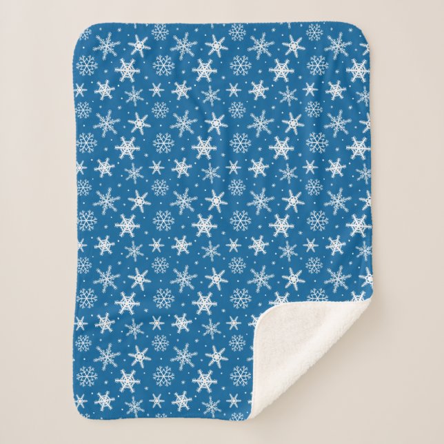 Cute snowflakes with dots blanket blue (Front)