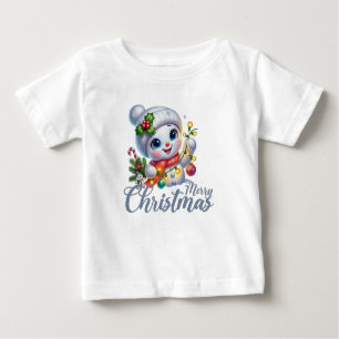 Cute Snowgirl Merry Christmas Lights Tee