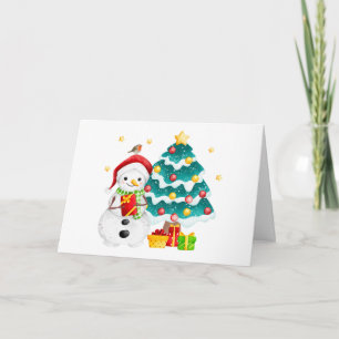 Cute Snowman and Christmas Tree Card