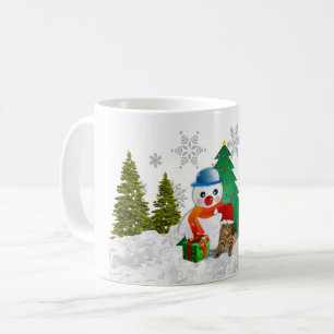 Cute Snowman and Christmas Tree Coffee Mug