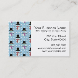 Cute Snowman and Snowflakes Pattern Business Card