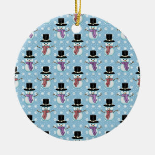 Cute Snowman and Snowflakes Pattern Ceramic Tree Decoration