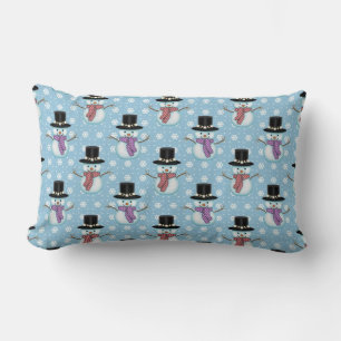 Cute Snowman and Snowflakes Pattern Lumbar Cushion