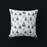 Cute Snowman And Snowy Trees Merry Christmas Cushion<br><div class="desc">A cute Snowman and snowy trees Christmas throw pillow / cushion with snowmen wearing red Santa hats and fir trees covered in snow with a snowy white background. Merry Christmas text in red can be personalised as needed , change to a name or another greeting as per your needs ....</div>